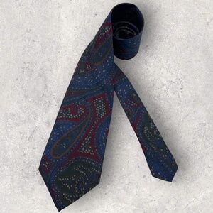 CANTINI Blue/Green/Burgundy Silk LUXURY Tie HANDMADE ITALY